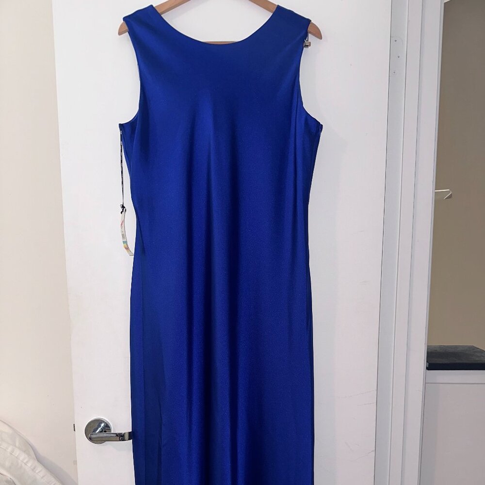 DKNY Royal BlueWomen's Cowl-Back Sleeveless Gown